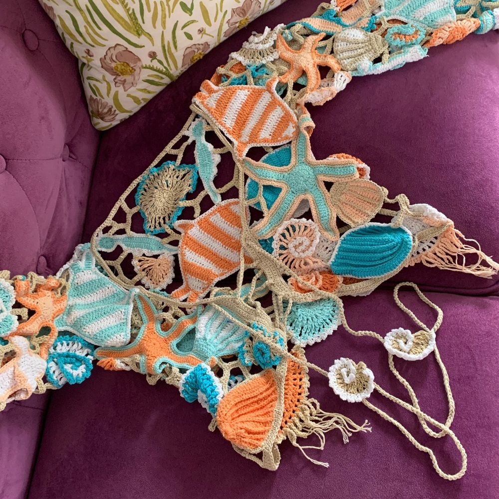 Ningaloo sea life crocheted crop top by Andi Bagus
